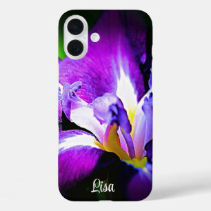 Funda iPhone 16 Plus Estuche para iPhone de flor iris púrpura personali
