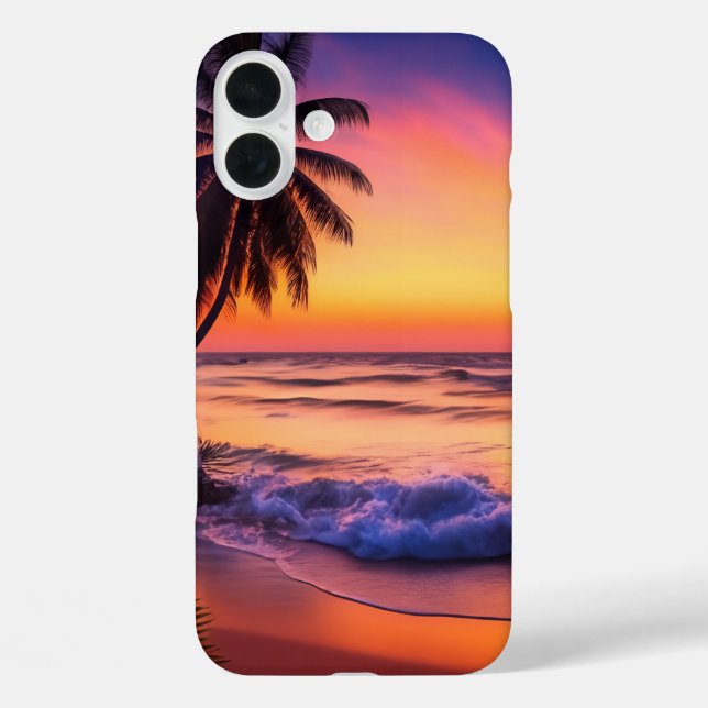 Funda iPhone 16 Plus Estuche para iPhone Tropical Sunset (Reverso )