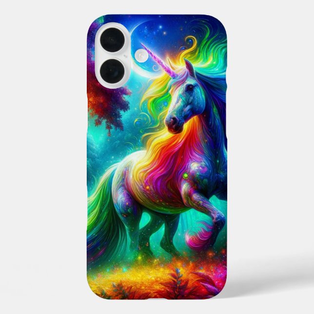 Funda iPhone 16 Plus Estuche para teléfono con unicornio arcoiris (Reverso )