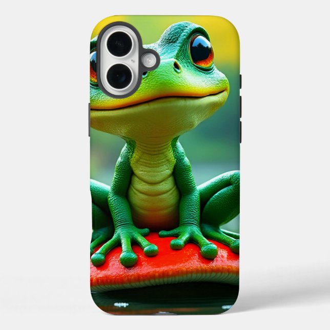 Funda iPhone 16 Plus Estuche para teléfono de rana verde (Reverso )
