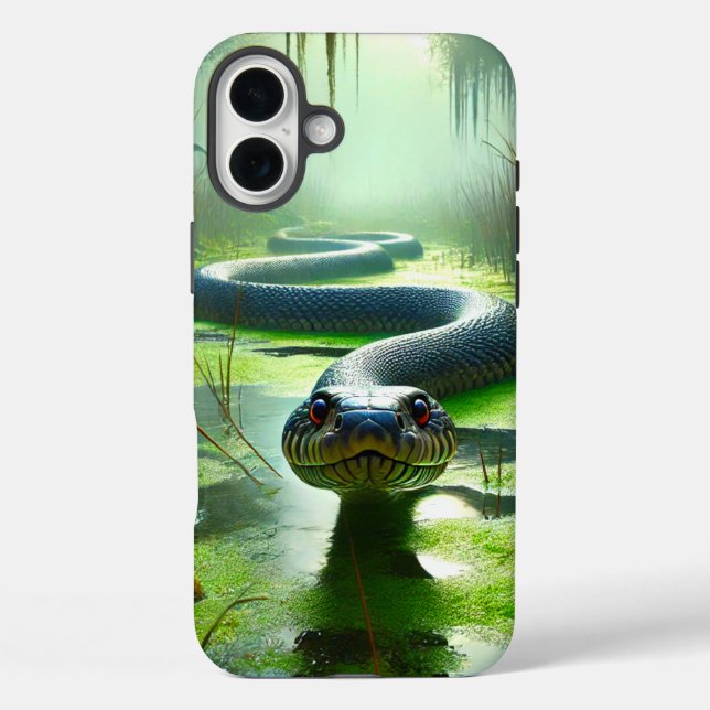 Funda iPhone 16 Plus Estuche para teléfono de serpiente verde (Reverso )