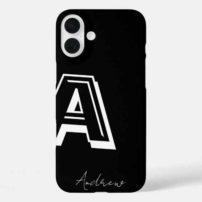 Funda iPhone 16 Plus Estuche para teléfono negro - nom personalizado (Reverso )