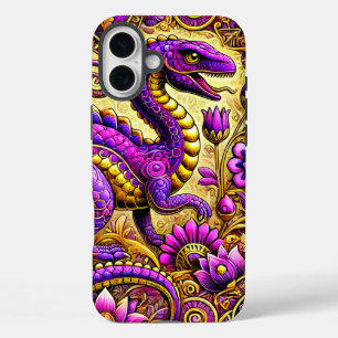 Funda iPhone 16 Plus Estuche Purple Dinosaur Art Phone