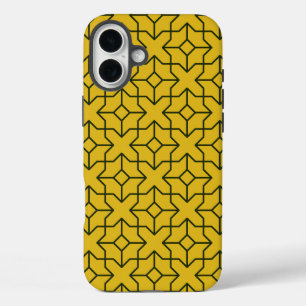 Funda iPhone 16 Plus Explora un patrón geométrico amarillo simétrico