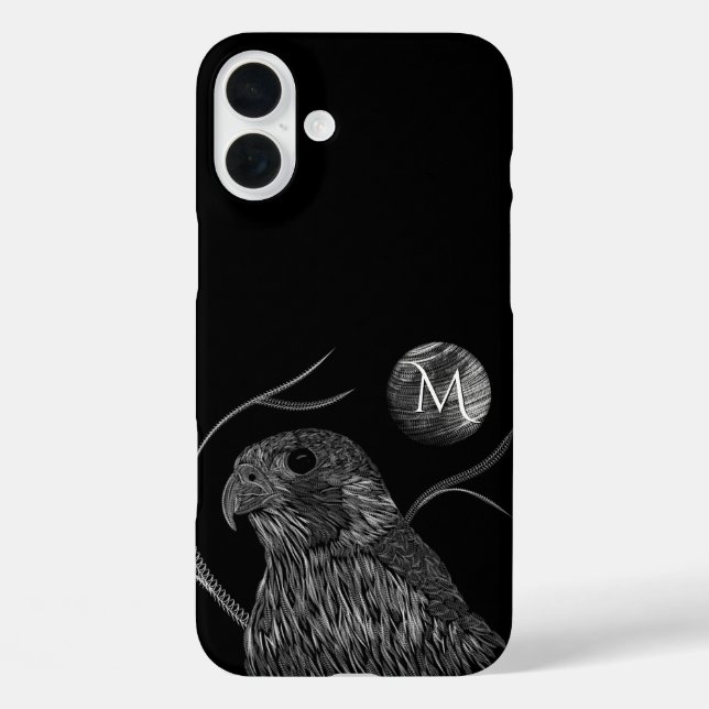 Funda iPhone 16 Plus Falcon Full Moon Monograma Negro (Reverso )
