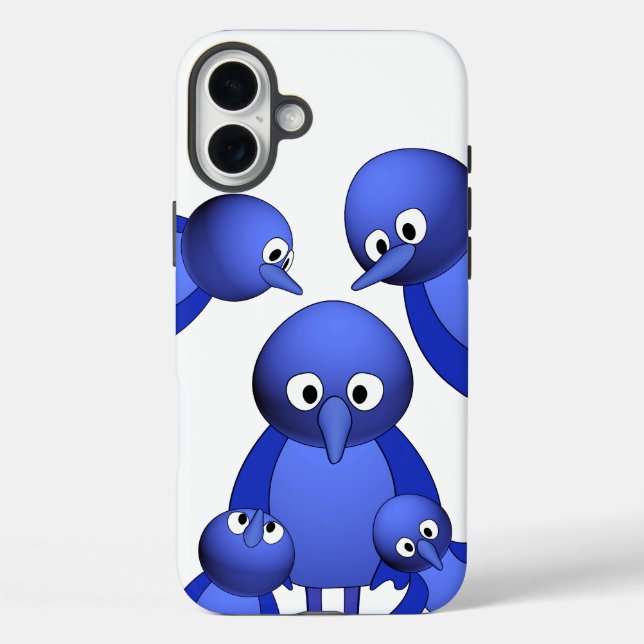 Funda iPhone 16 Plus Familia Aves Azules (Reverso )