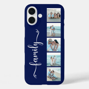 Funda iPhone 16 Plus Familia Escritura Foto Azul Marino
