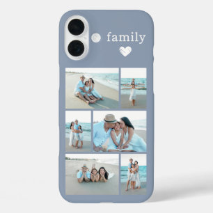 Funda iPhone 16 Plus Familia Moderna 6 Foto Azul Polvo