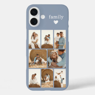 Funda iPhone 16 Plus Familia Moderna 8 Foto Azul Polvo