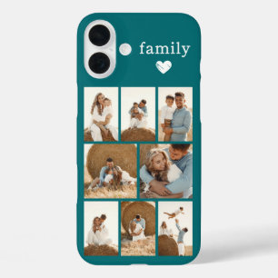 Funda iPhone 16 Plus Familia Moderna 8 Foto Verde Aguamarina