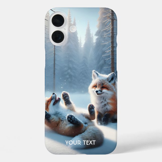 Funda iPhone 16 Plus Fantasía Cuesta Dos Zorros Bebés (Reverso )