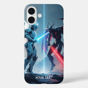Funda iPhone 16 Plus Fantasía en la lucha contra los robots desafiantes