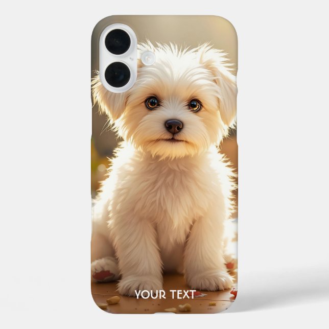 Funda iPhone 16 Plus Fantasía maltesa feliz (Reverso )