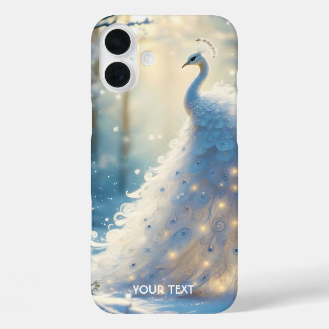 Funda iPhone 16 Plus Fantasía suave nieve blanca Peacock (Reverso )