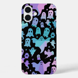 FUNDA iPhone 16 PLUS FANTASMAS DE HALLOWEEN OMBRE ROSADO PURPURA TURQUE