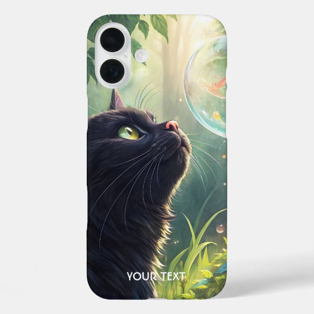 Funda iPhone 16 Plus Fantasy Cute Black Cat Forest (Reverso )