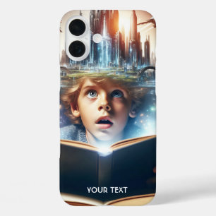 Funda iPhone 16 Plus Fantasy Cute Boy City Book