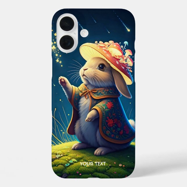 Funda iPhone 16 Plus Fantasy Cute Bunny Mushroom Stars (Reverso )