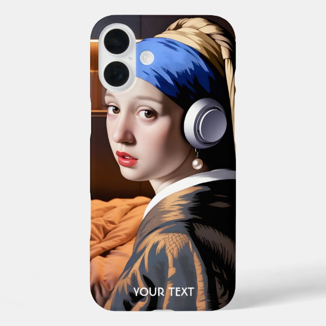 Funda iPhone 16 Plus Fantasy Cute Chica Auriculares Pearl (Reverso )