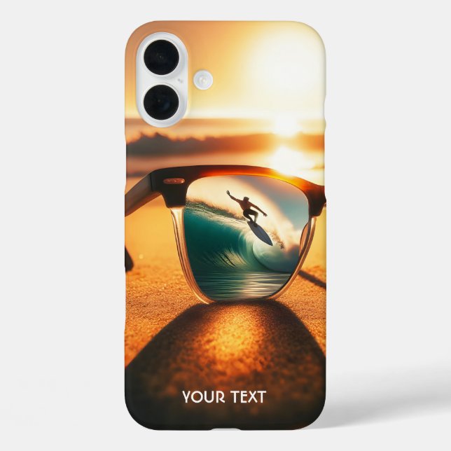 Funda iPhone 16 Plus Fantasy Cute Glasses Sunset Beach (Reverso )