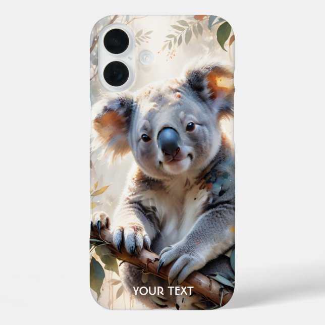 Funda iPhone 16 Plus Fantasy Cute Koala Tree Watercolor (Reverso )