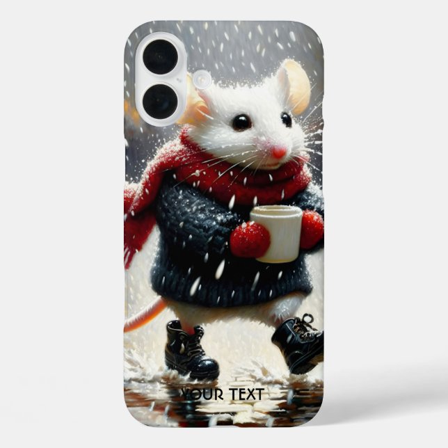 Funda iPhone 16 Plus Fantasy Cute Mouse Café Abrigo (Reverso )