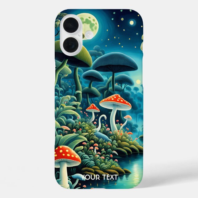 Funda iPhone 16 Plus Fantasy Cute Mushrooms Forest Moon (Reverso )