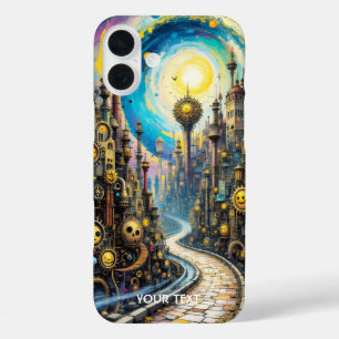 Funda iPhone 16 Plus Fantasy Cute Resumen Ciudad Steampunk