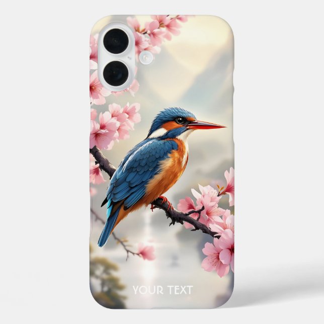 Funda iPhone 16 Plus Fantasy Cute Sakura Bird Blue (Reverso )