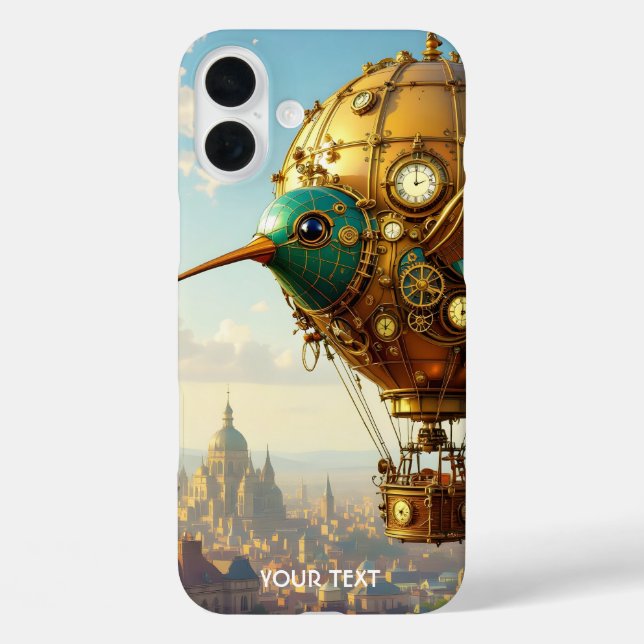 Funda iPhone 16 Plus Fantasy Cute Steampunk Bird Sky (Reverso )