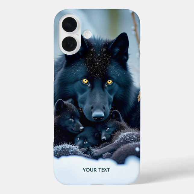Funda iPhone 16 Plus Fantasy Cute Wolf Two Pups (Reverso )