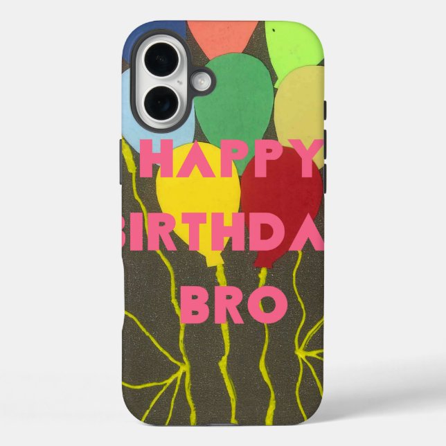 Funda iPhone 16 Plus Feliz cumpleaños hermano (Reverso )