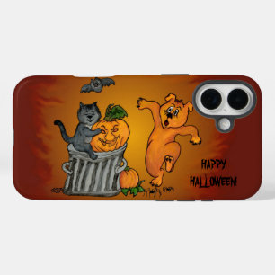 Funda iPhone 16 Plus ¡Feliz Halloween! Perro de gato y araña