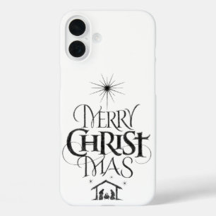 Funda iPhone 16 Plus Feliz Navidad Navidades cristianos caligrafía