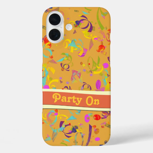 Funda iPhone 16 Plus Fiesta festivo Confetti Toss sobre Personalizado N (Reverso )