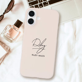 Funda iPhone 16 Plus Firma de guión moderno de estilo minimo monograma