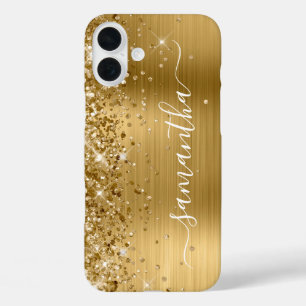 Funda iPhone 16 Plus Firme Femenino Metálico Dorado Brillante