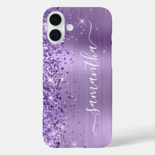 Funda iPhone 16 Plus Firme Glam Glamuroso Lila Brillante