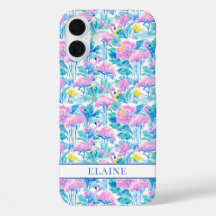 Flamencos Monogramados en Acuarela Rosa