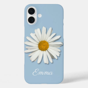 Funda iPhone 16 Plus Flor de margarita de moda - Azul de moda floral