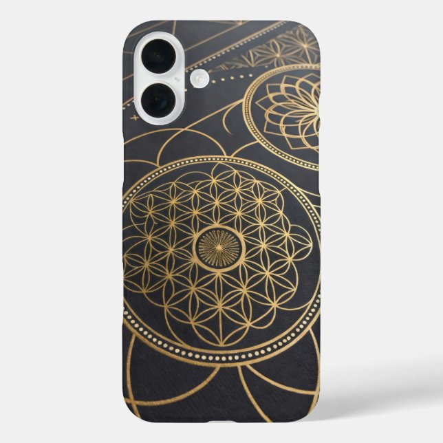 Funda iPhone 16 Plus Flor del misterio de la espiral de la vida (Reverso )