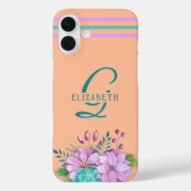Funda iPhone 16 Plus FLORACIÓN MONOGRAM en la Enfoque (Reverso )