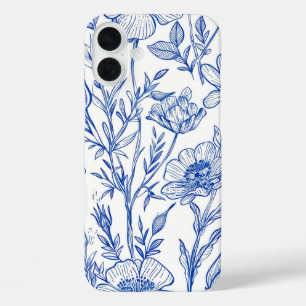 Funda iPhone 16 Plus Floral azul