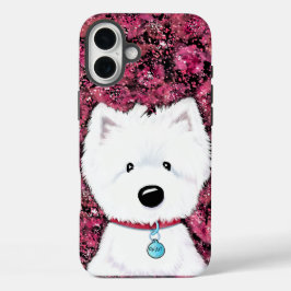 Funda iPhone 16 Plus Floral de Impresiones Westie de KiniArt
