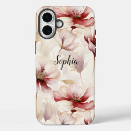 Funda iPhone 16 Plus Floral de lavanda de crema de borgoña