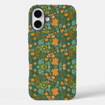 Floral pattern on a dark green background 