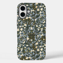 Floral pattern on  dusty blue-gray background