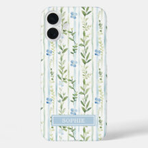 Floral Personalizado con Rayas Azules