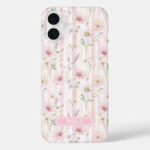 Florecilla Silvestre Rosa Monogramada con Rayas
