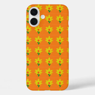 Funda iPhone 16 Plus Flores amarillas en el Naranja